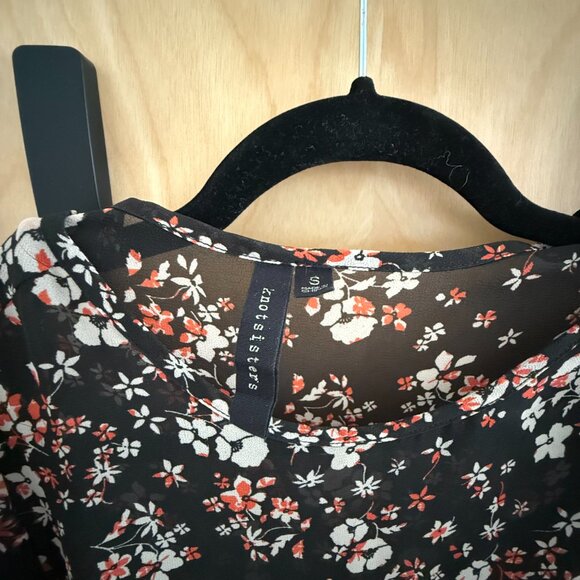 Knot Sisters Black Floral Chiffon Mini Dress – Size S - Picture 2 of 4